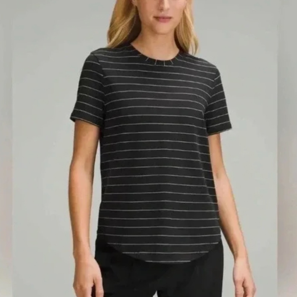 Lululemon Black and White Stripe Shirt